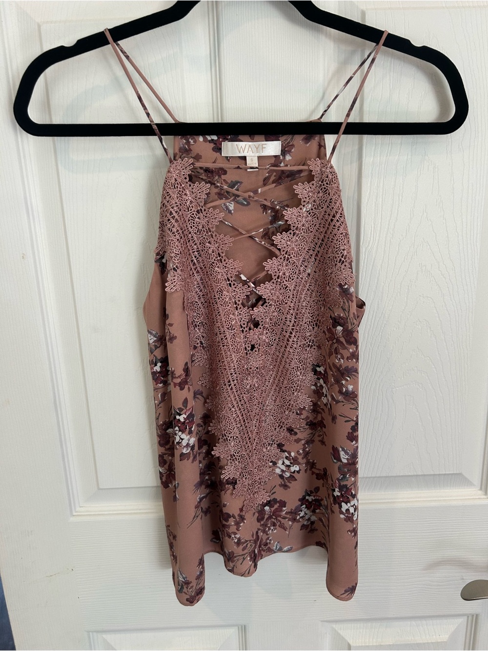 Floral print pink lace up top Nordstrom